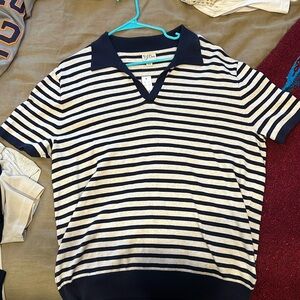 J. Crew Striped Knit Polo L Brand New